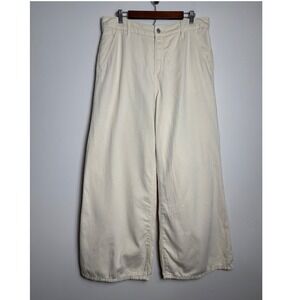 Banana Republic Womens Ultra High-Rise Wide Leg Pants 14 Ecru Denim Trouser